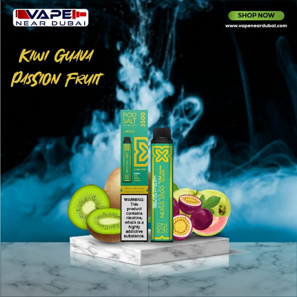 BEST POD SALT NEXUS kiwi Guava Passion Fruit (3500 PUFFS) Disposable Vape In Dubai