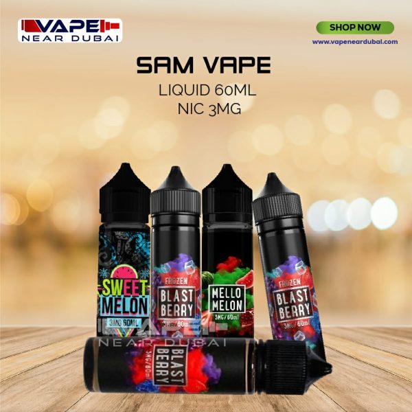 SAM VAPE 60ml E-Liquid 3MG Nicotine Flavors in Dubai