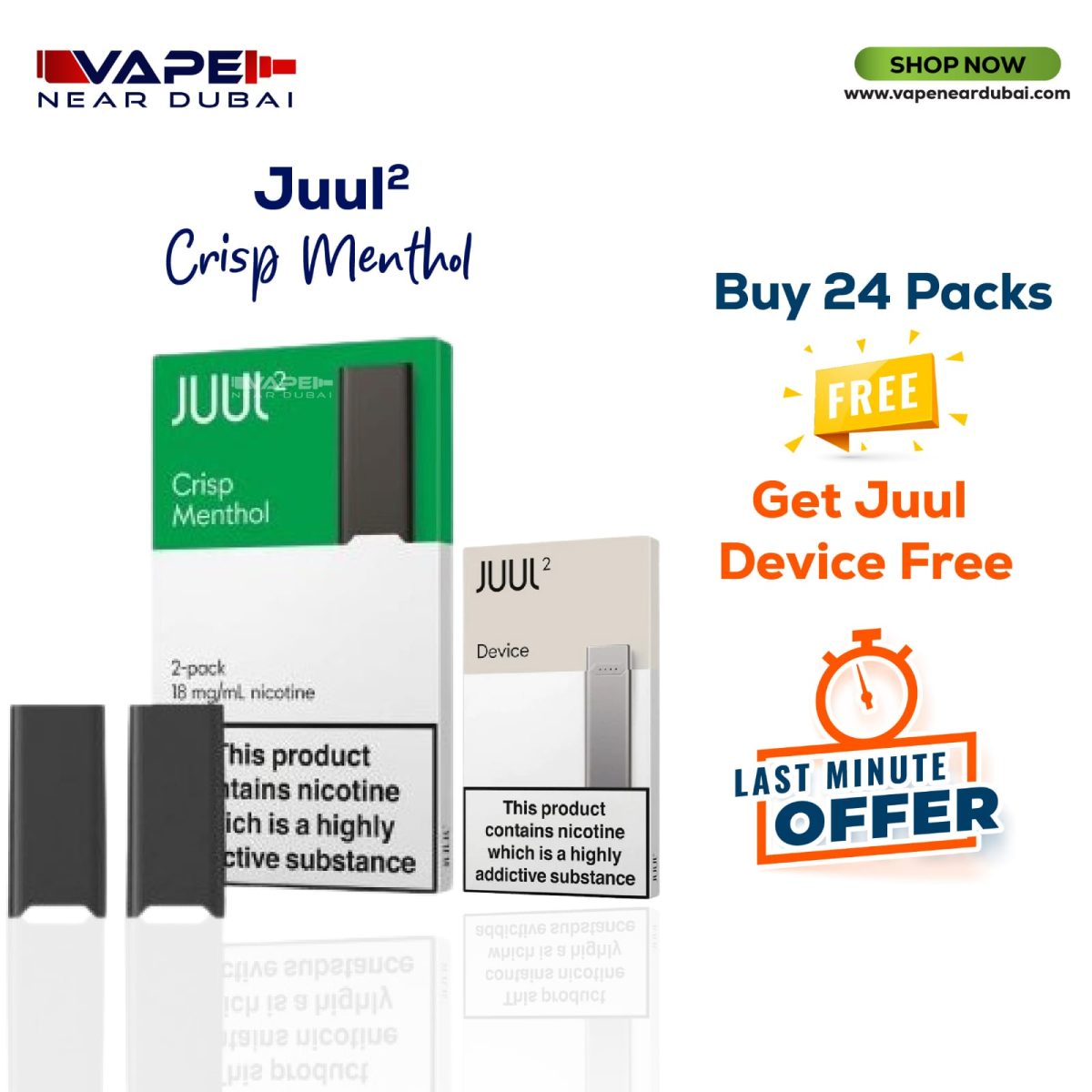 Juul 2 Crisp Menthol Get Free Juul 2 kit in Dubai